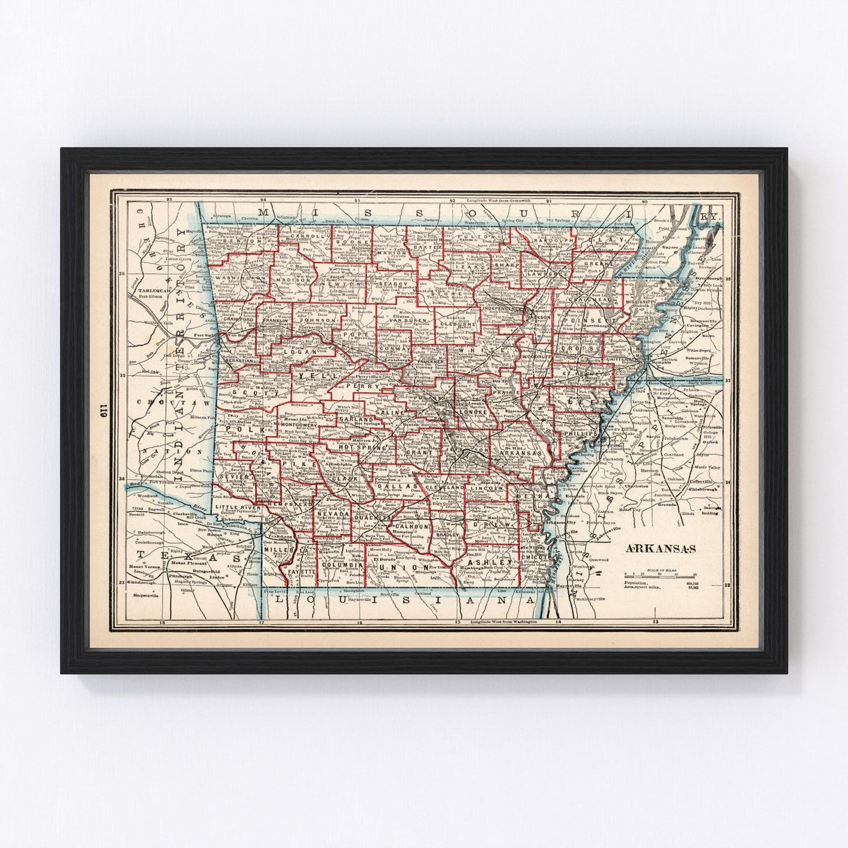 Arkansas Vintage Map 1893
