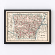Arkansas Vintage Map 1893