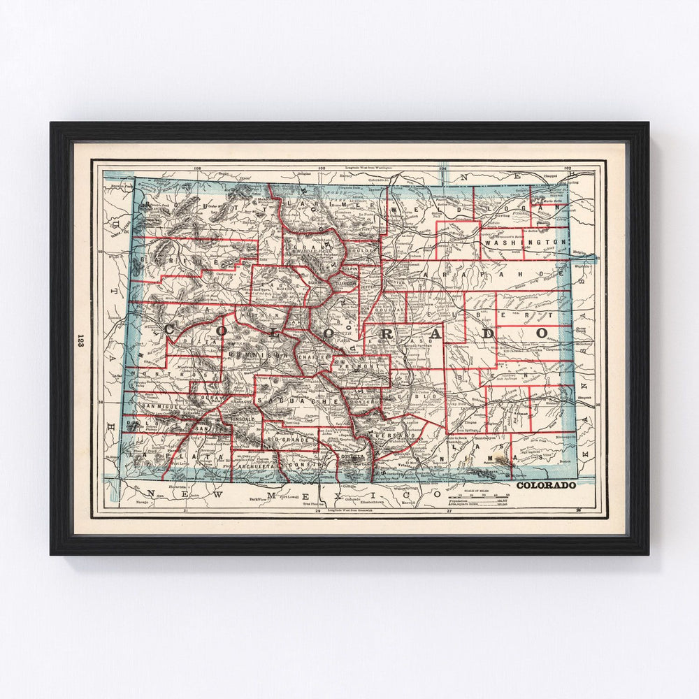 Colorado Vintage Map 1893
