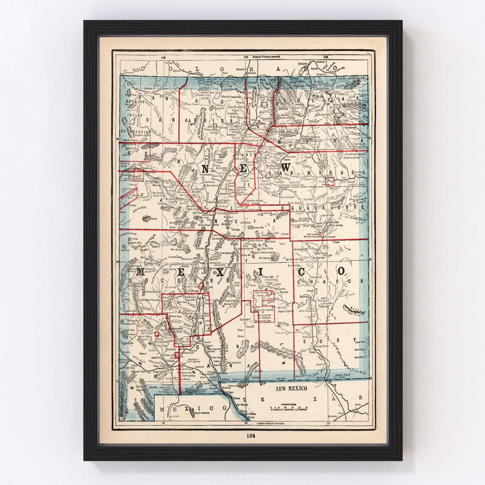 New Mexico Vintage Map 1893