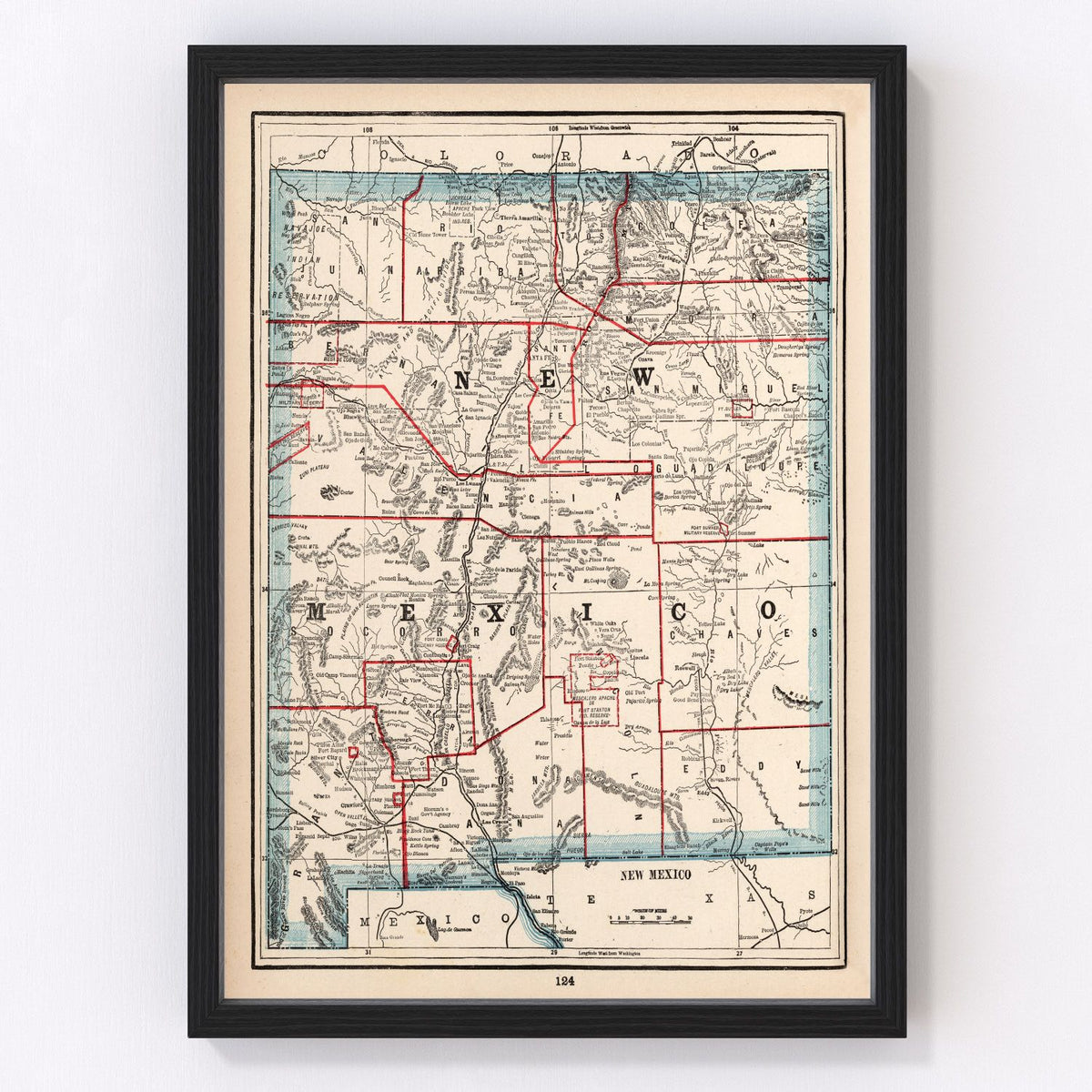 New Mexico Vintage Map 1893