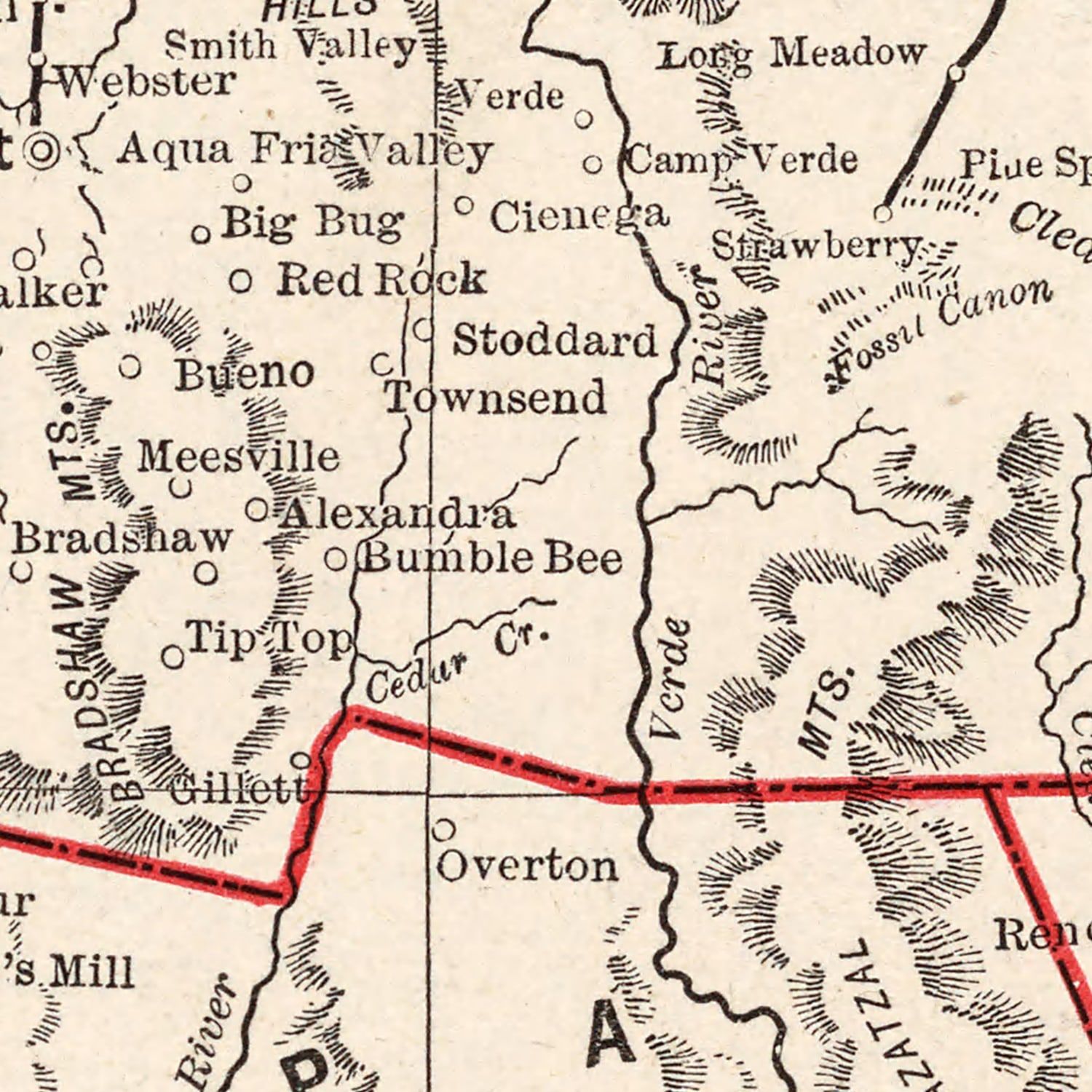 Restored historic details from the 1893 state map of Arizona, Arizona