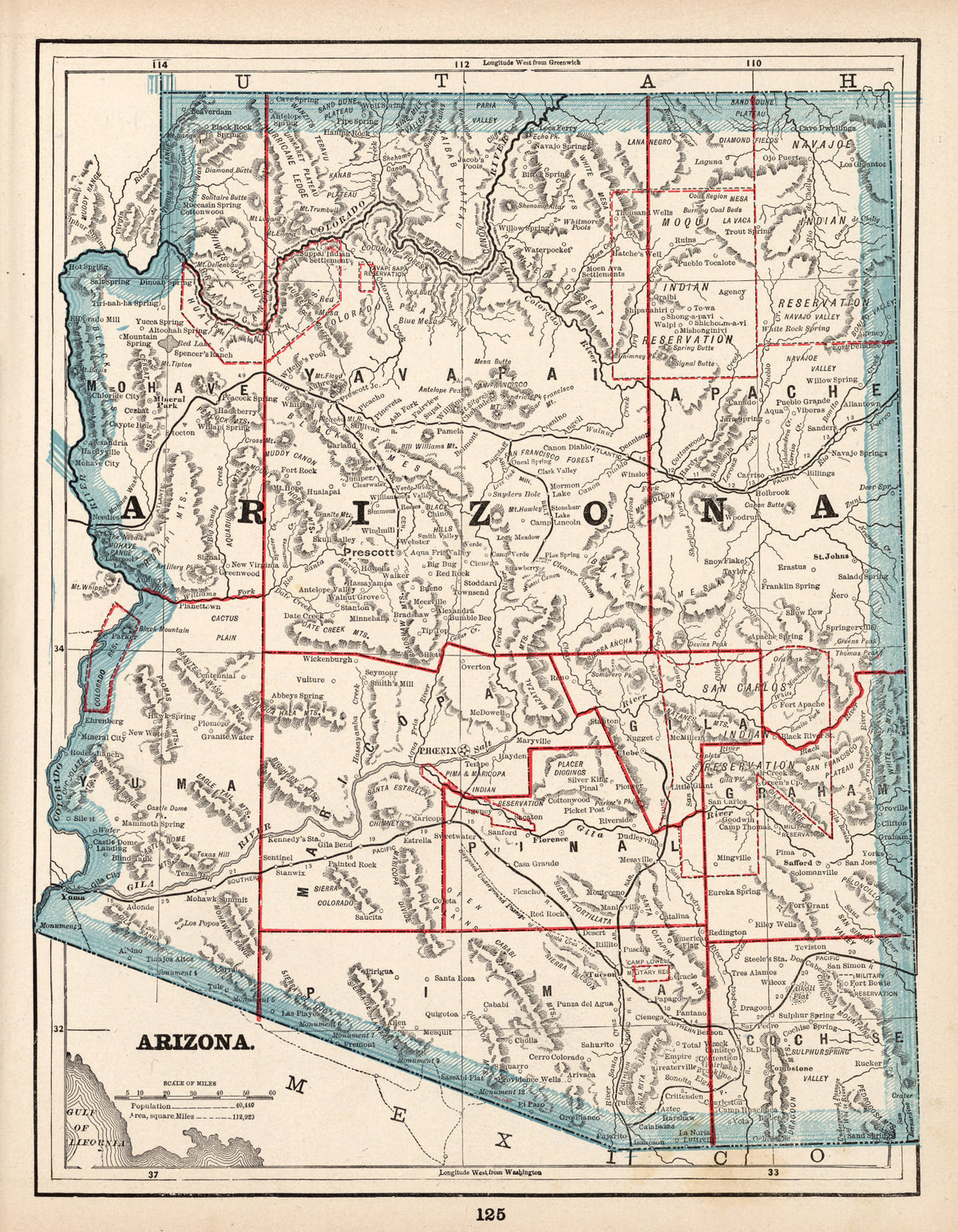 Preview of Vintage Map of Arizona 1893