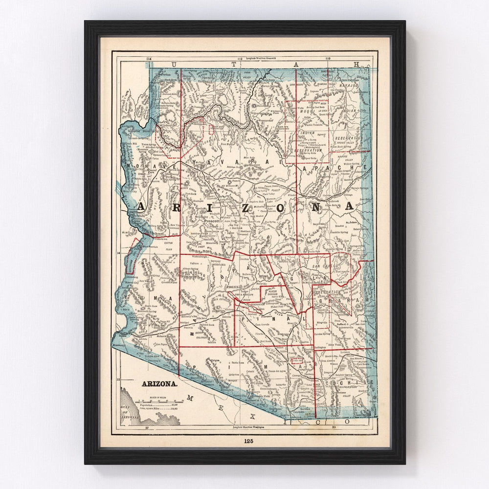 Arizona Vintage Map 1893