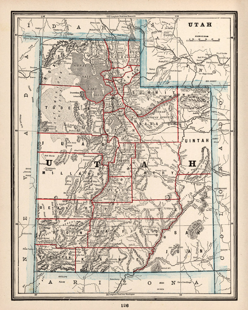 Size comparison using Vintage Map of Utah 1893