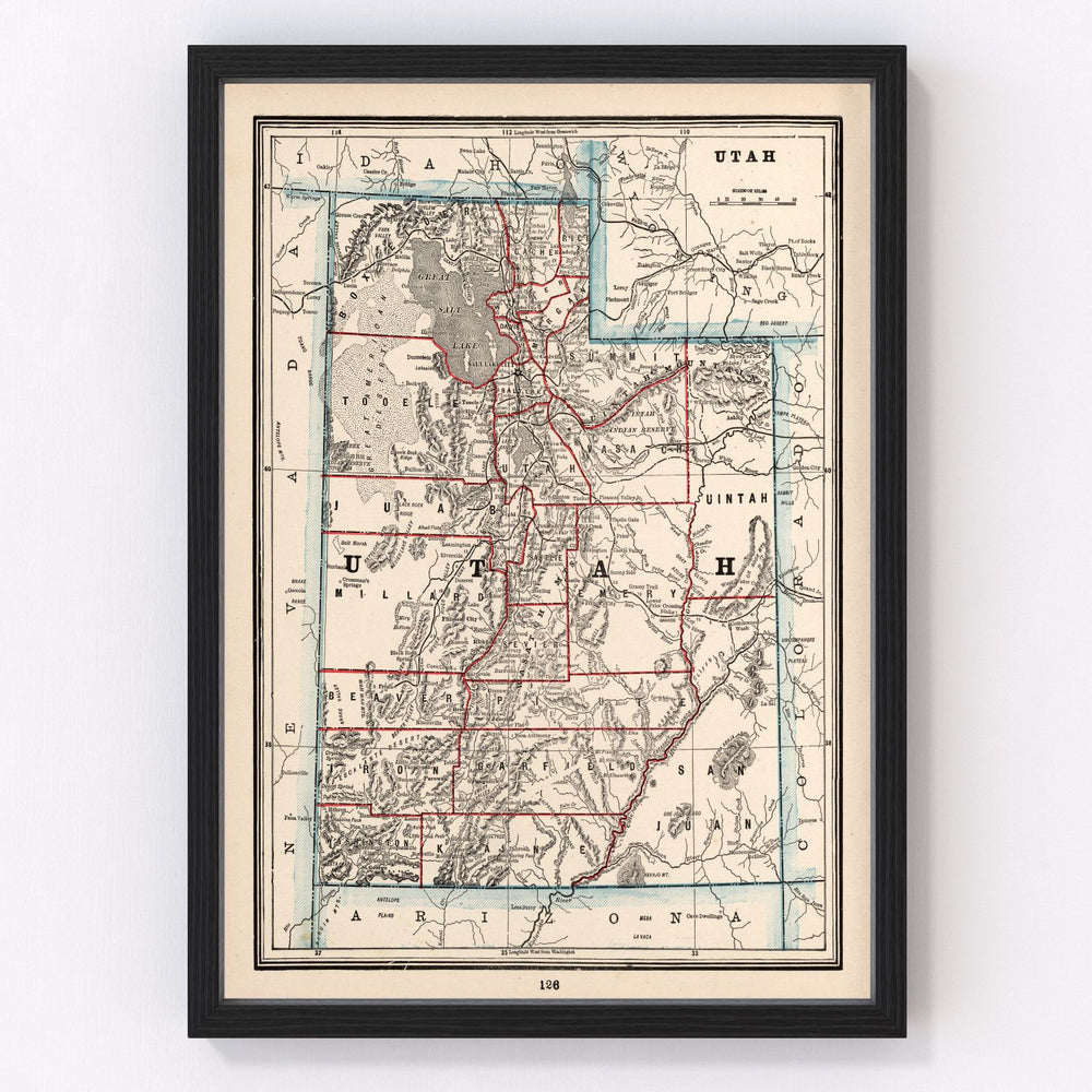 Utah Vintage Map 1893