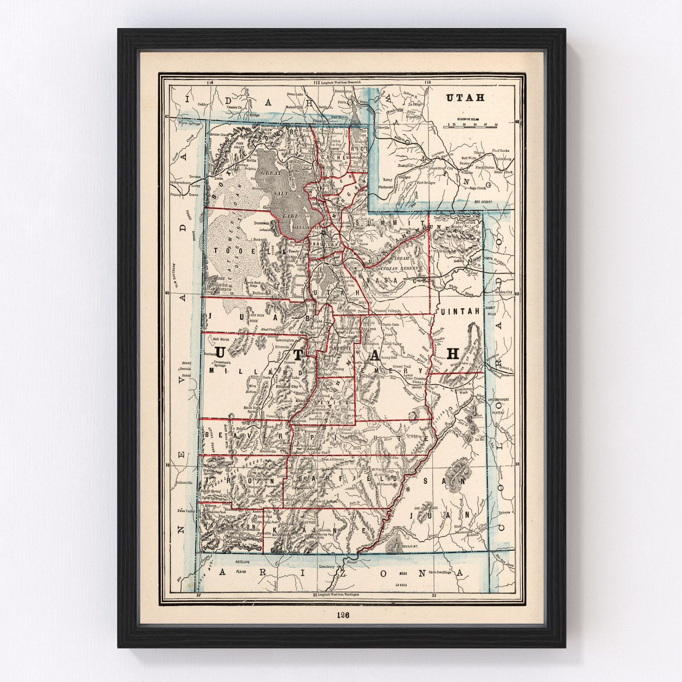 Utah Vintage Map 1893