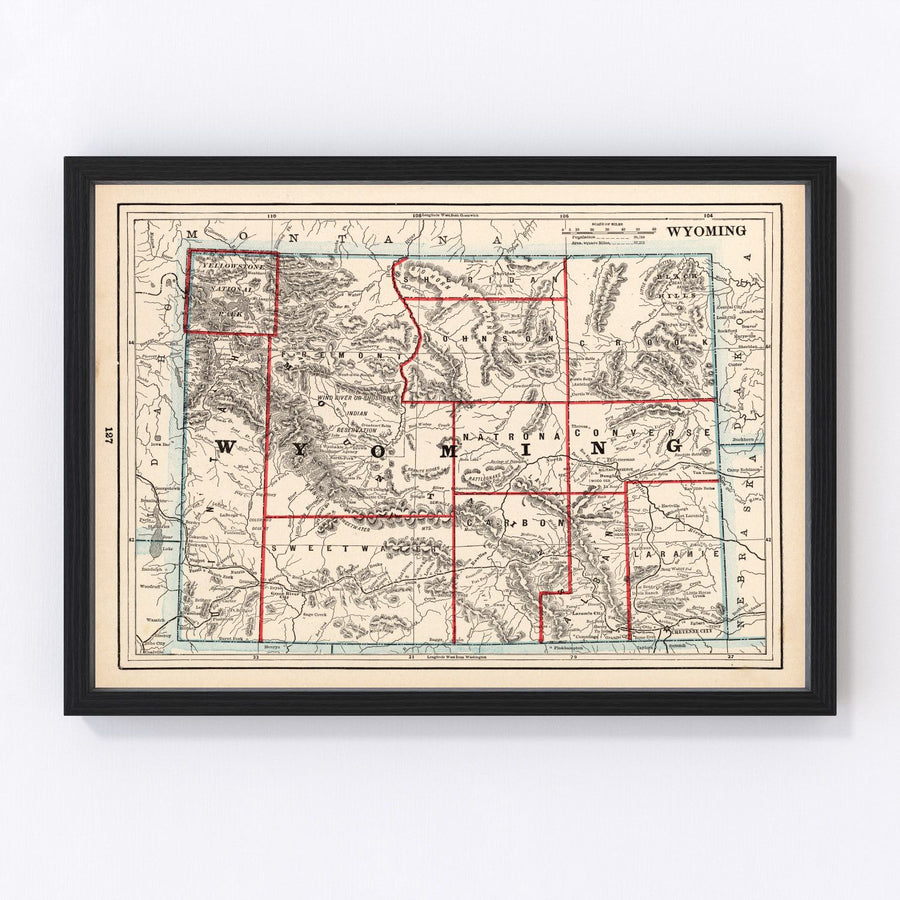 Vintage Map of Wyoming 1893