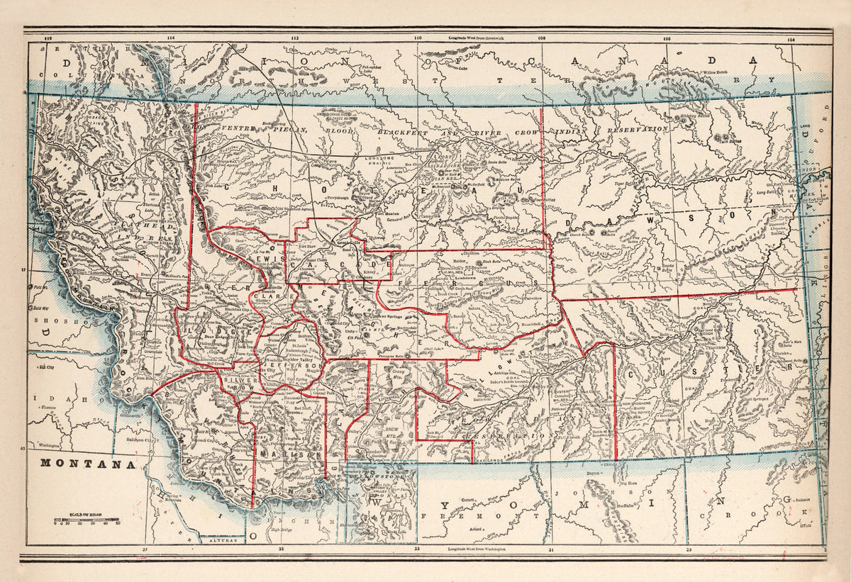 Preview of Vintage Map of Montana 1893