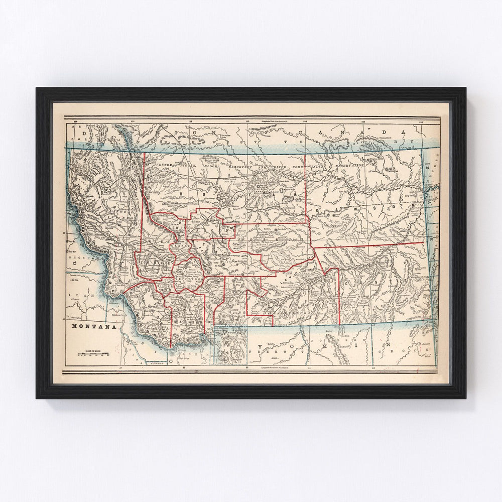 Montana Vintage Map 1893