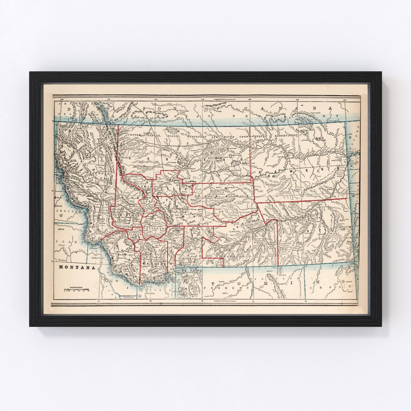 Montana Vintage Map 1893