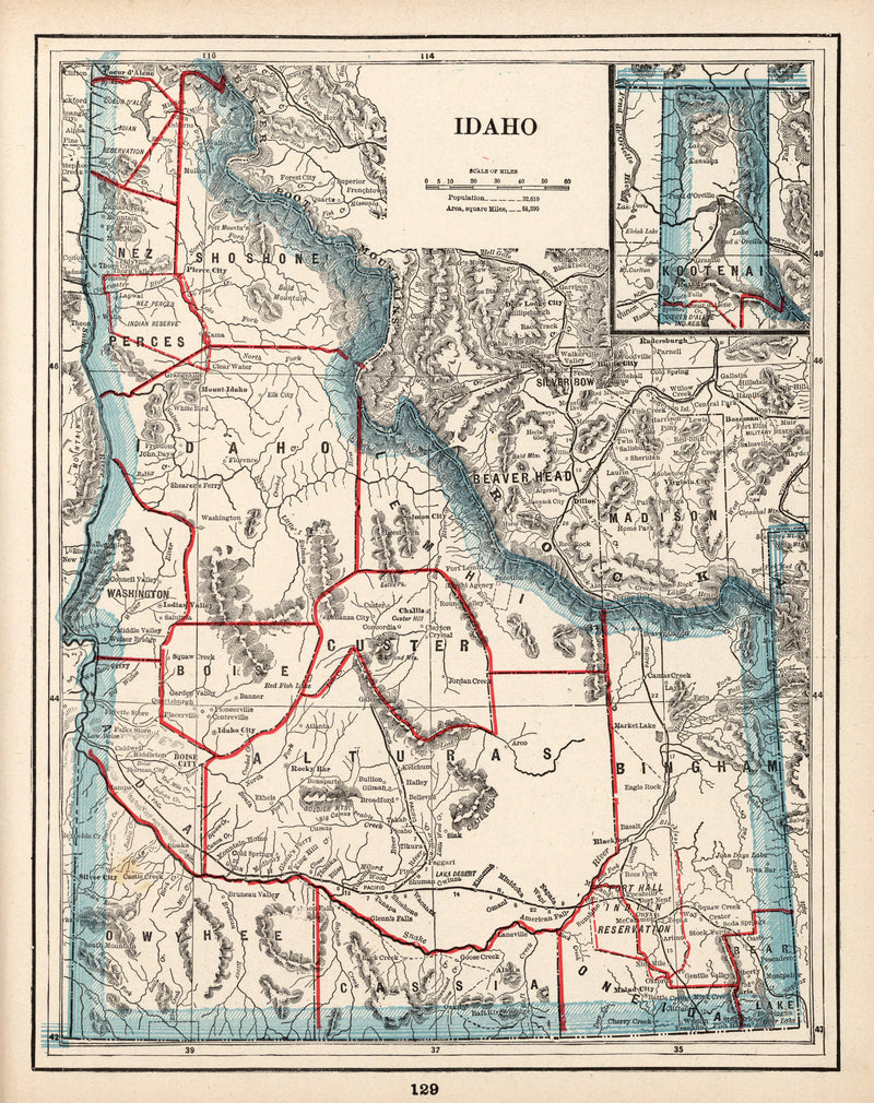 Size comparison using Vintage Map of Idaho 1893