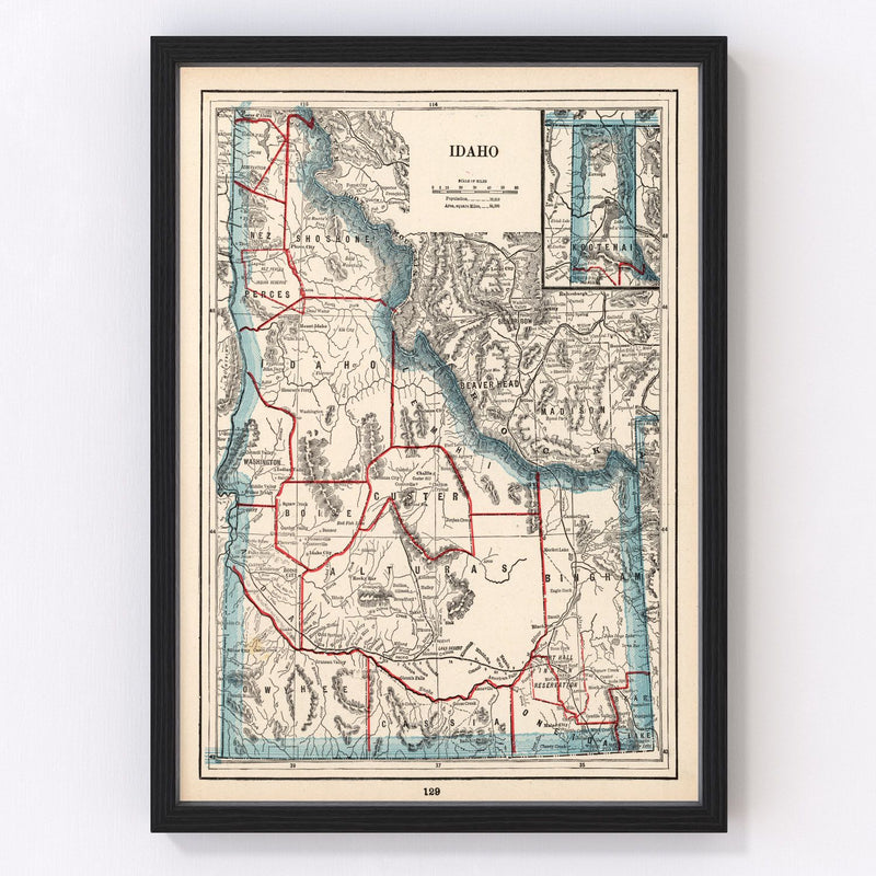Vintage Map of Idaho 1893