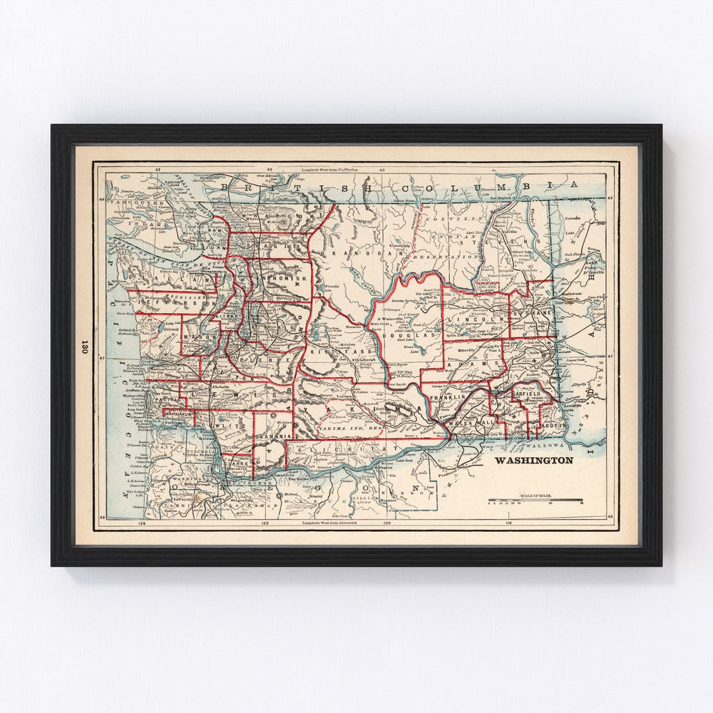 Washington Vintage Map 1893