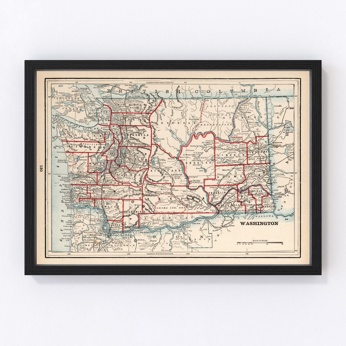 Washington Vintage Map 1893