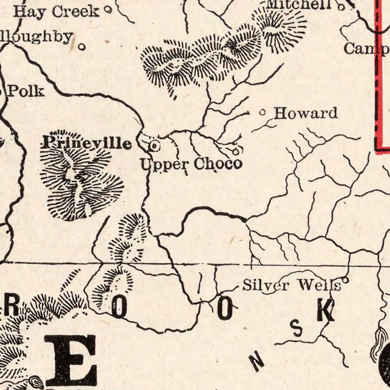 Restored historic details from the 1893 state map of Oregon, Oregon