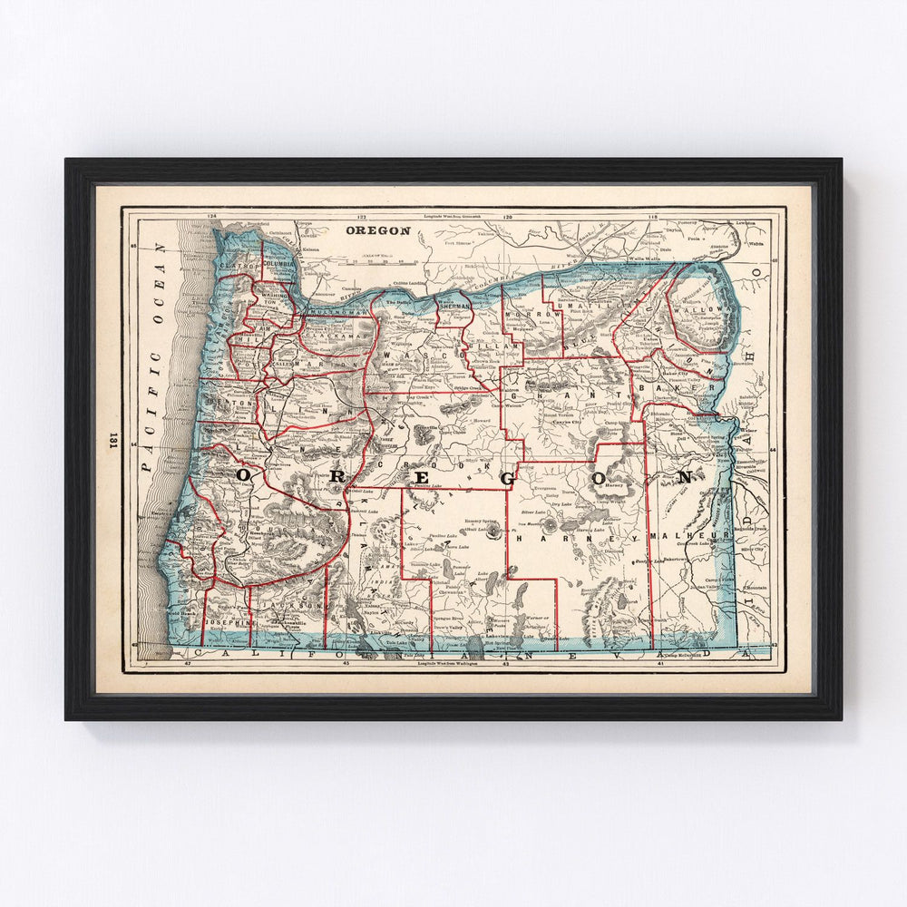Oregon Vintage Map 1893