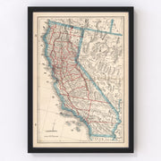 California Vintage Map 1893
