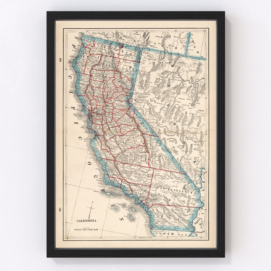 Vintage Map of California 1893