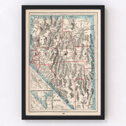 Nevada Vintage Map 1893