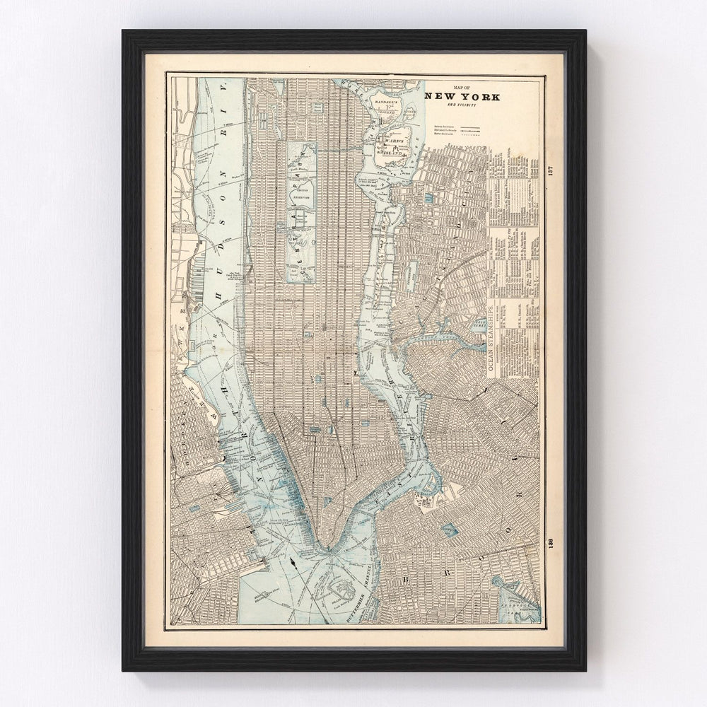 New York City Vintage Map 1893