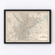 Philadelphia Vintage Map 1893