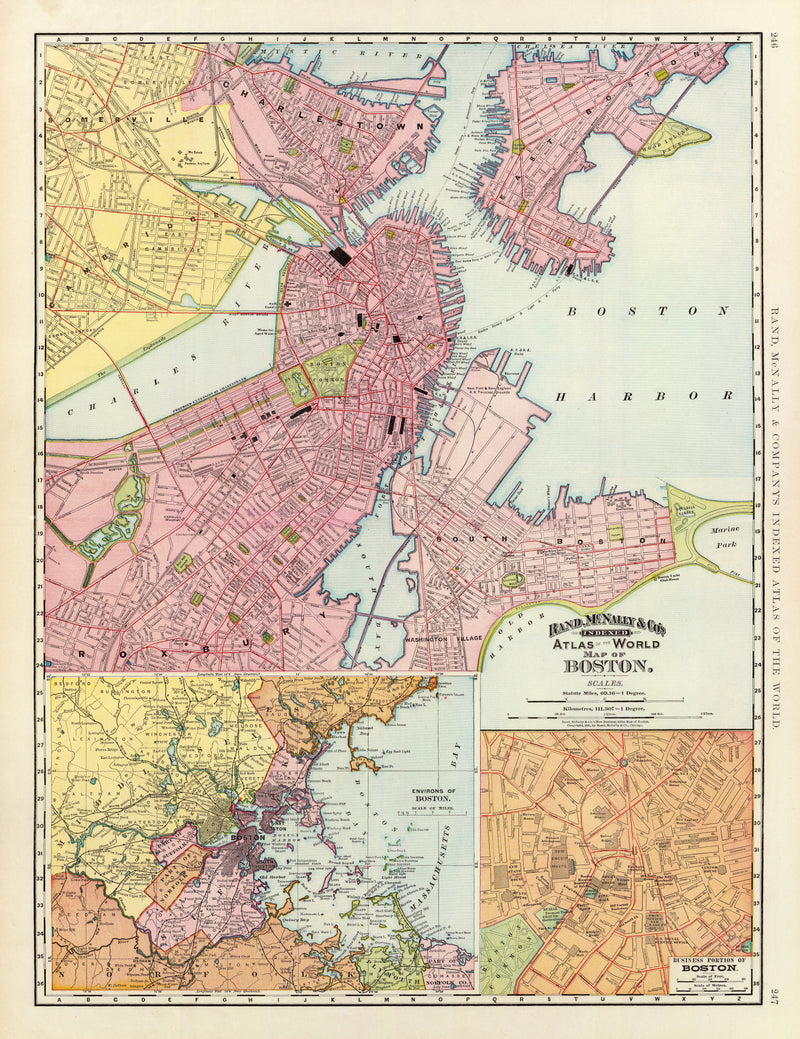 Size comparison using Vintage Map of Boston, Massachusetts 1897