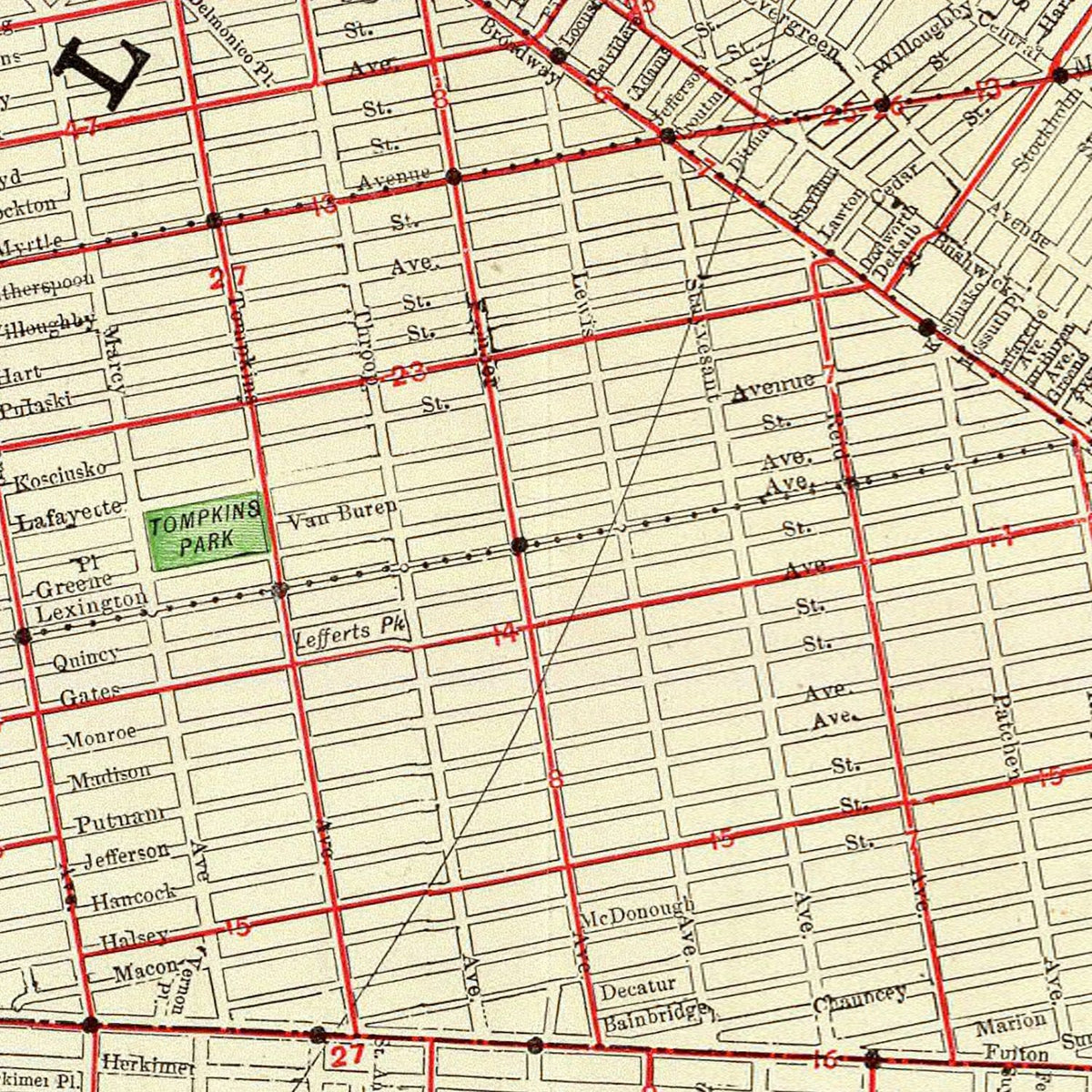 Restored historic details from the 1897 city map of Brooklyn, New York