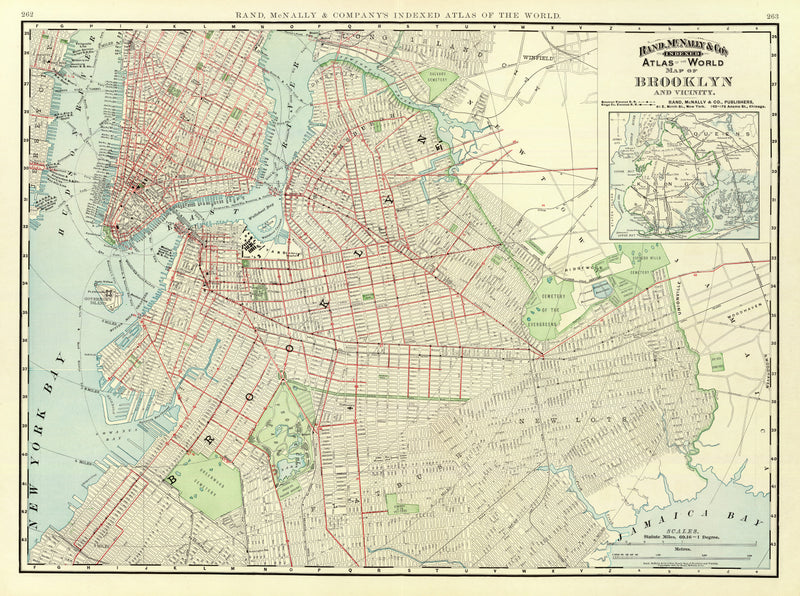 Size comparison using Vintage Map of Brooklyn, New York 1897