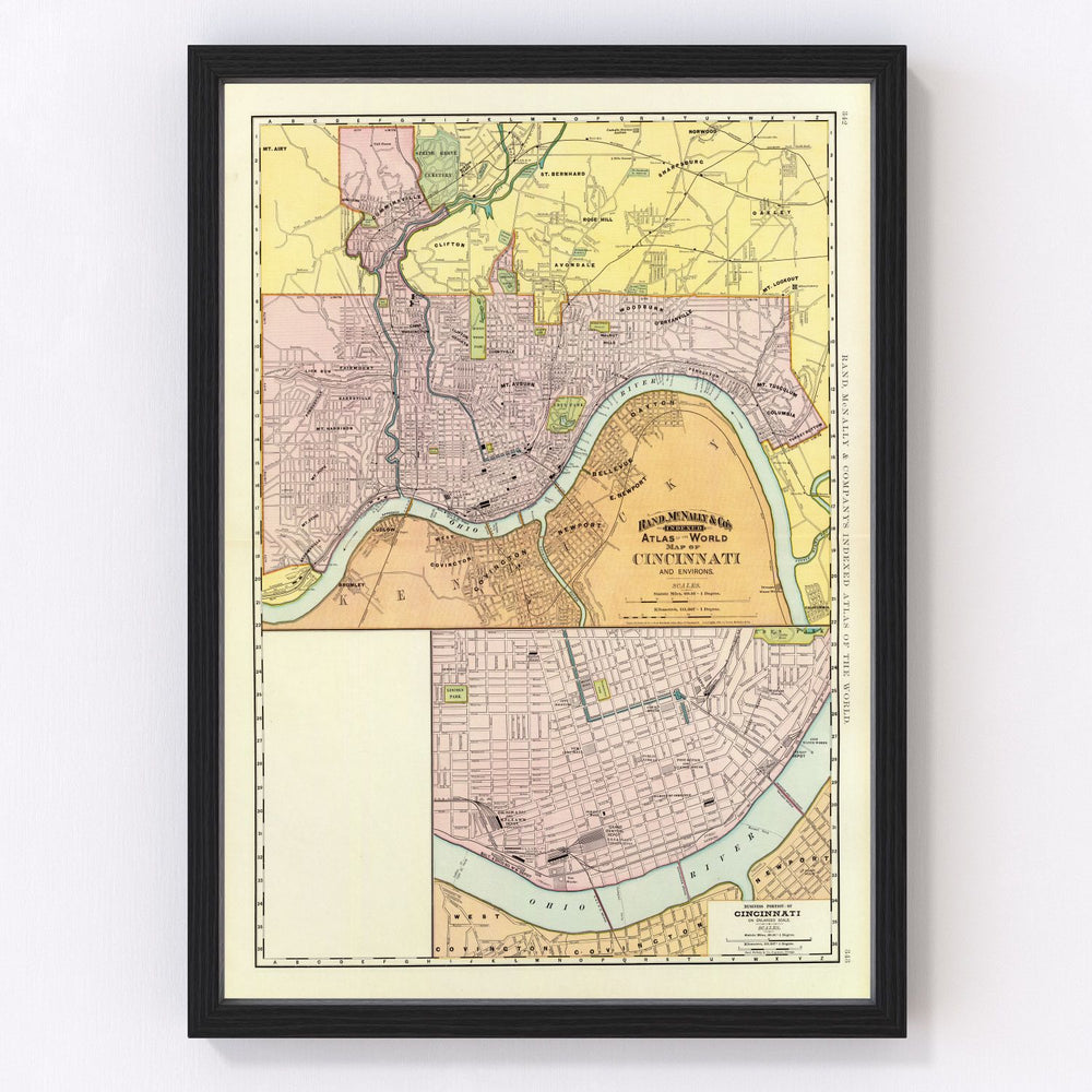 Cincinnati Vintage Map 1897