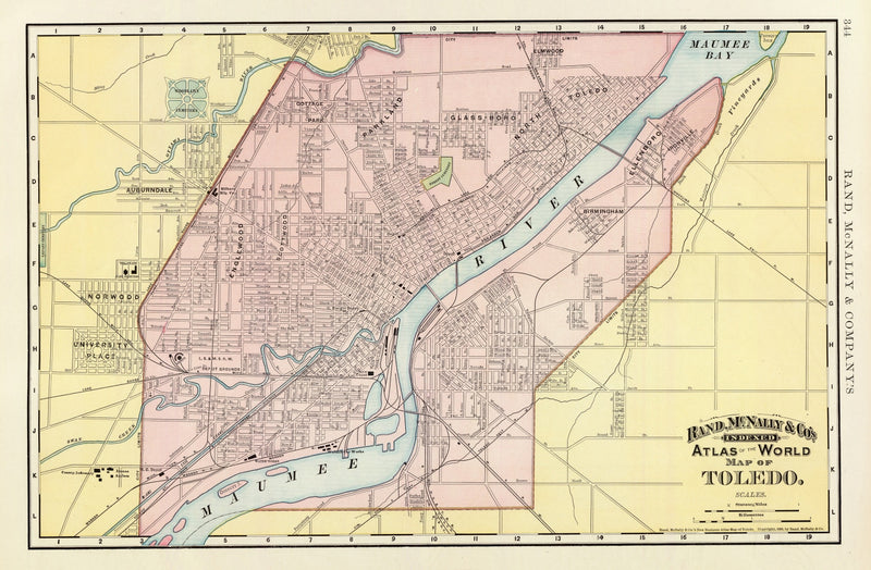 Size comparison using Vintage Map of Toledo, Ohio 1897