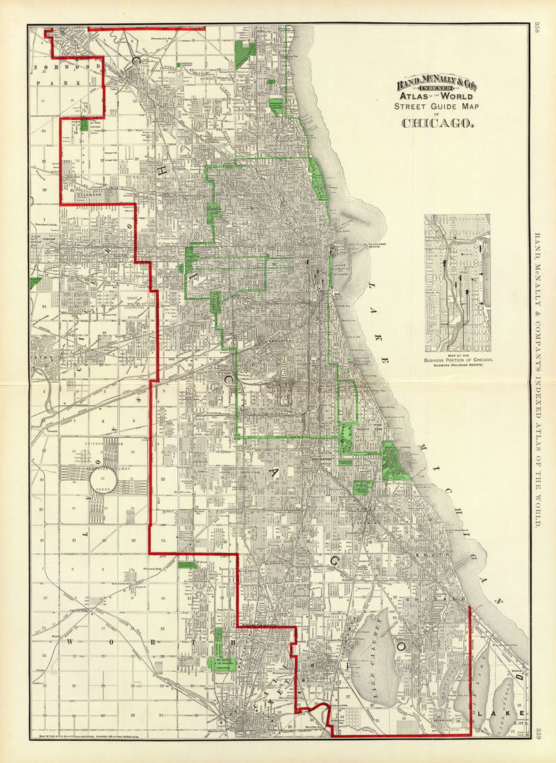 Size comparison using Vintage Map of Chicago, Illinois 1897