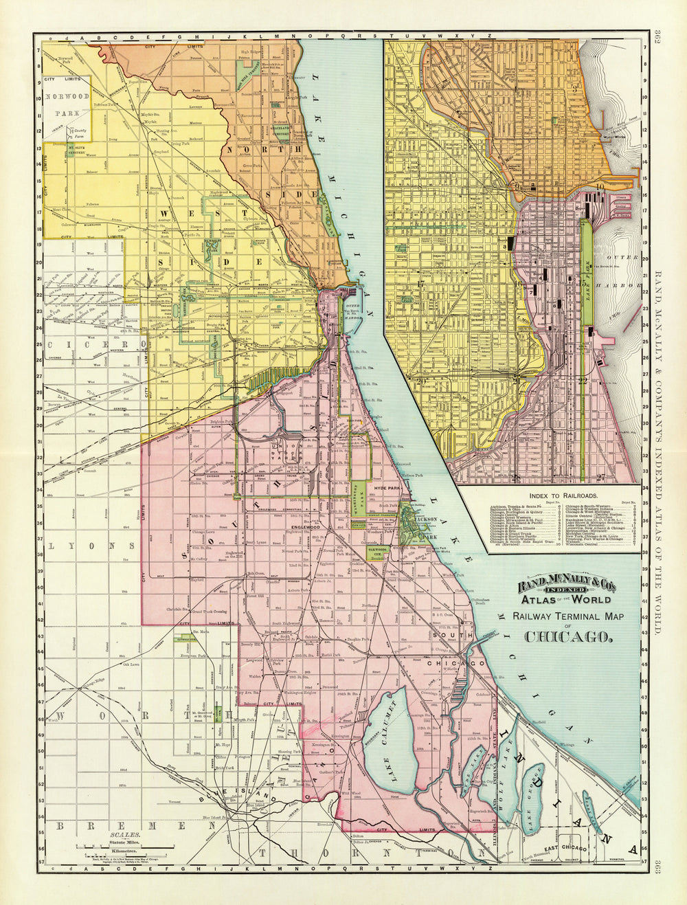 Vintage Map of Chicago, Illinois 1897 print style example