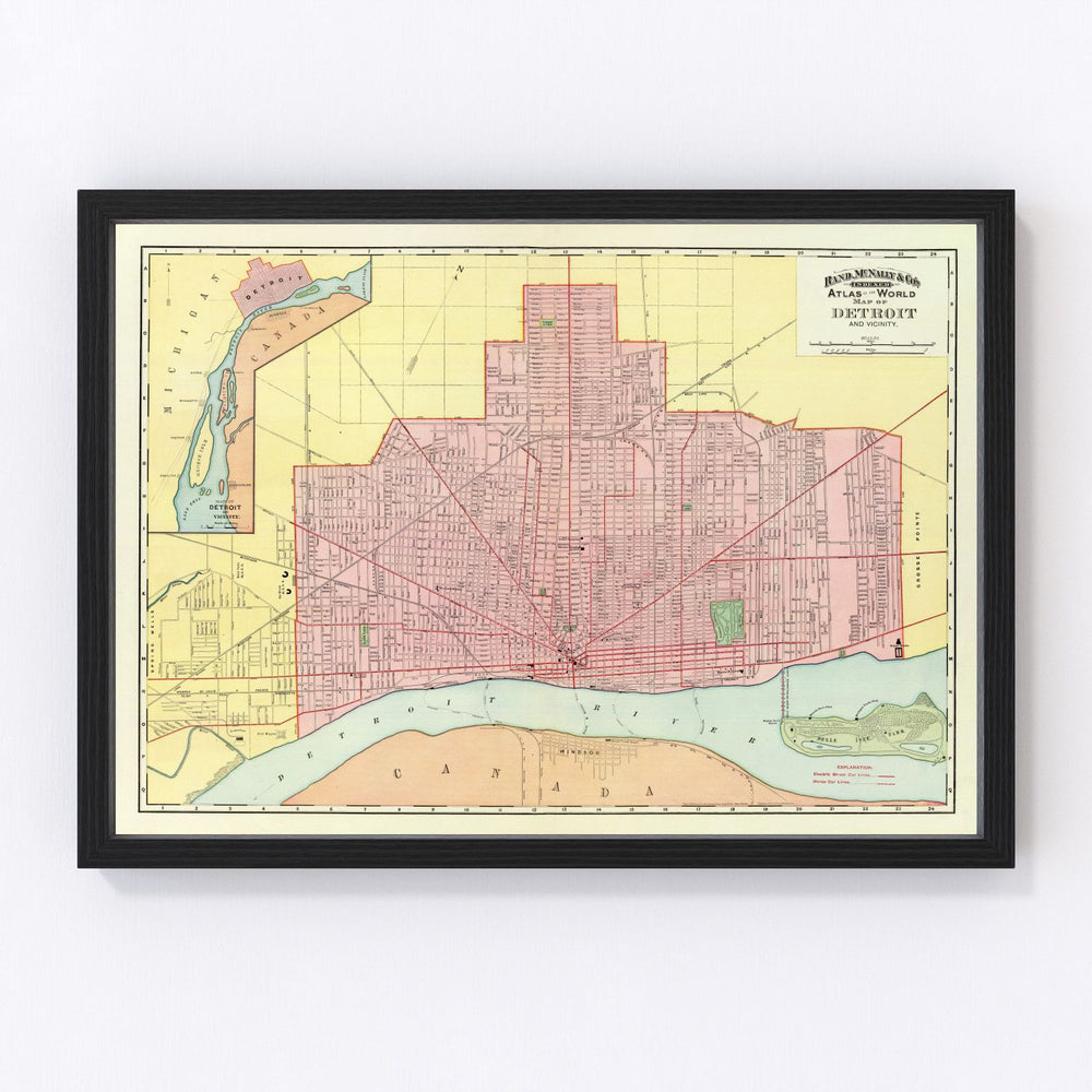 Detroit Vintage Map 1897