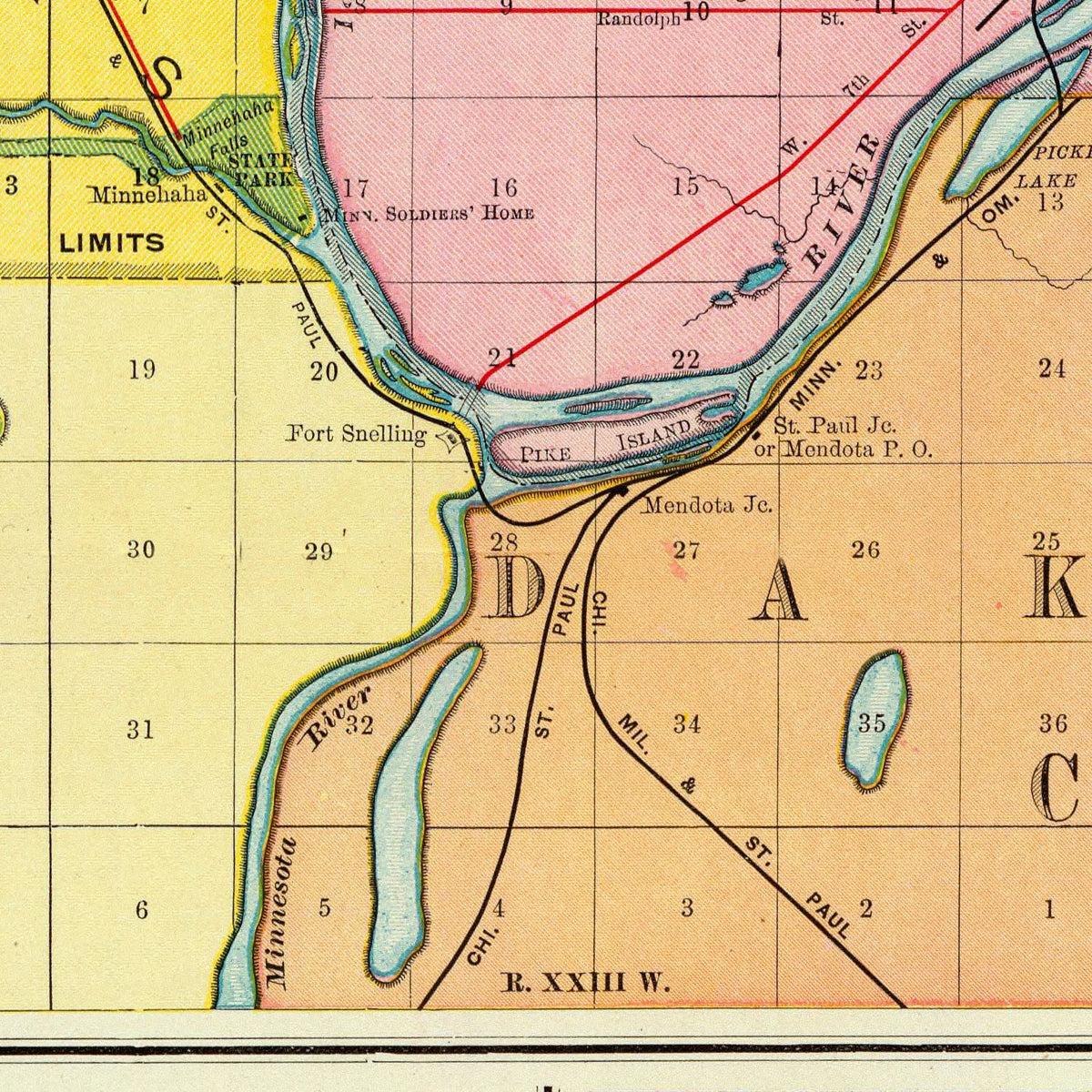 Restored historic details from the 1897 city map of Saint Paul, Minnesota