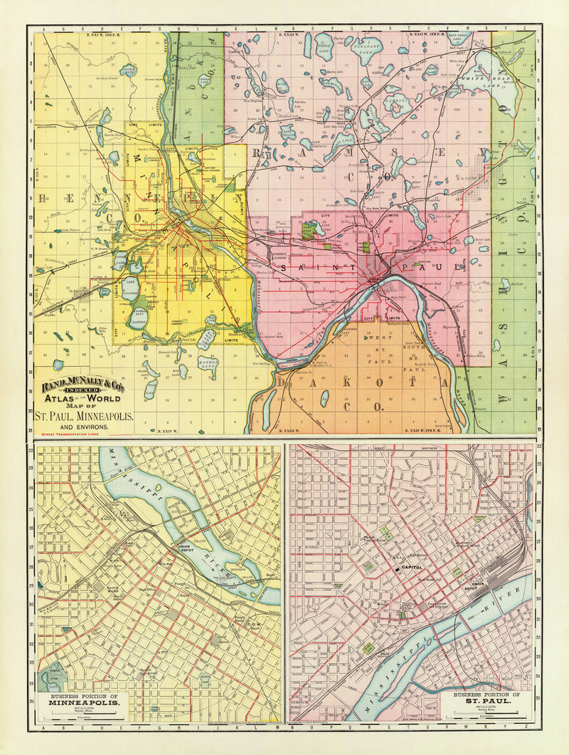 Size comparison using Vintage Map of Saint Paul, Minnesota 1897