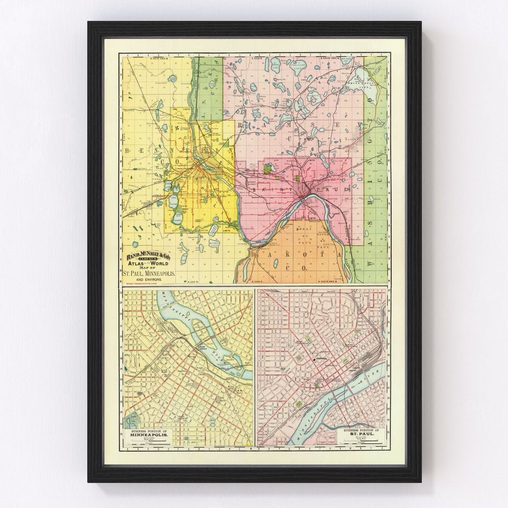 Saint Paul Vintage Map 1897