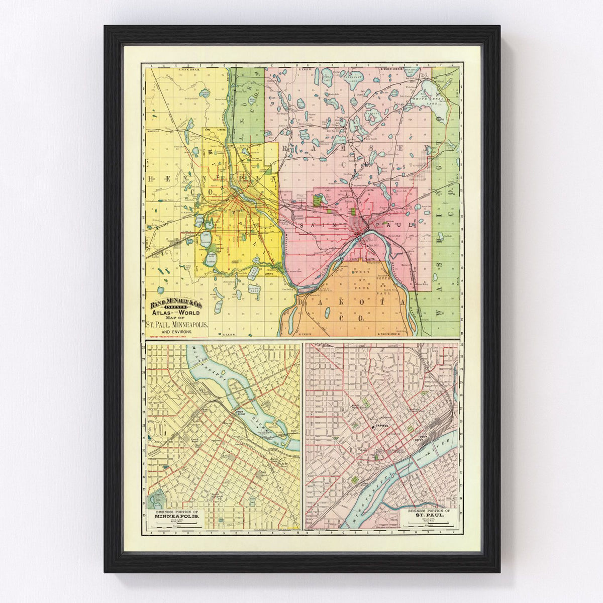 Saint Paul Vintage Map 1897