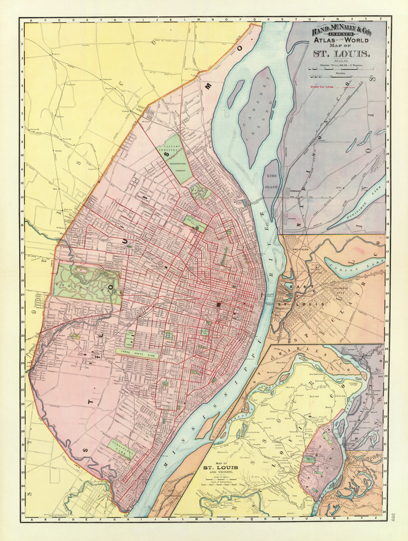 Size comparison using Vintage Map of Saint Louis, Missouri 1897