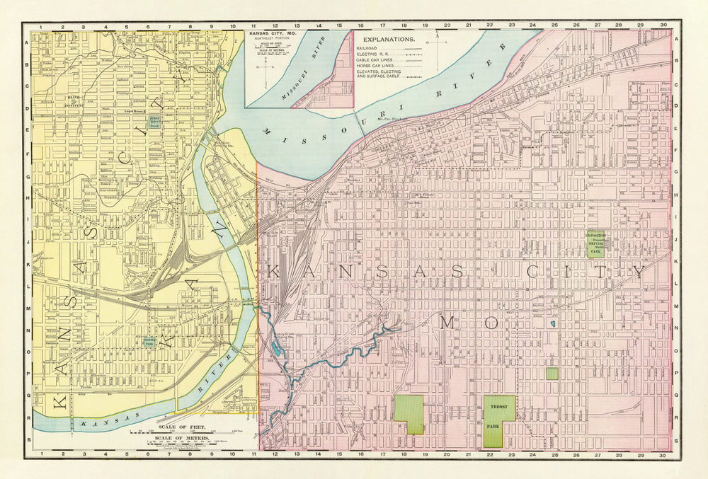 Vintage Map of Kansas City, Kansas 1897 print style example