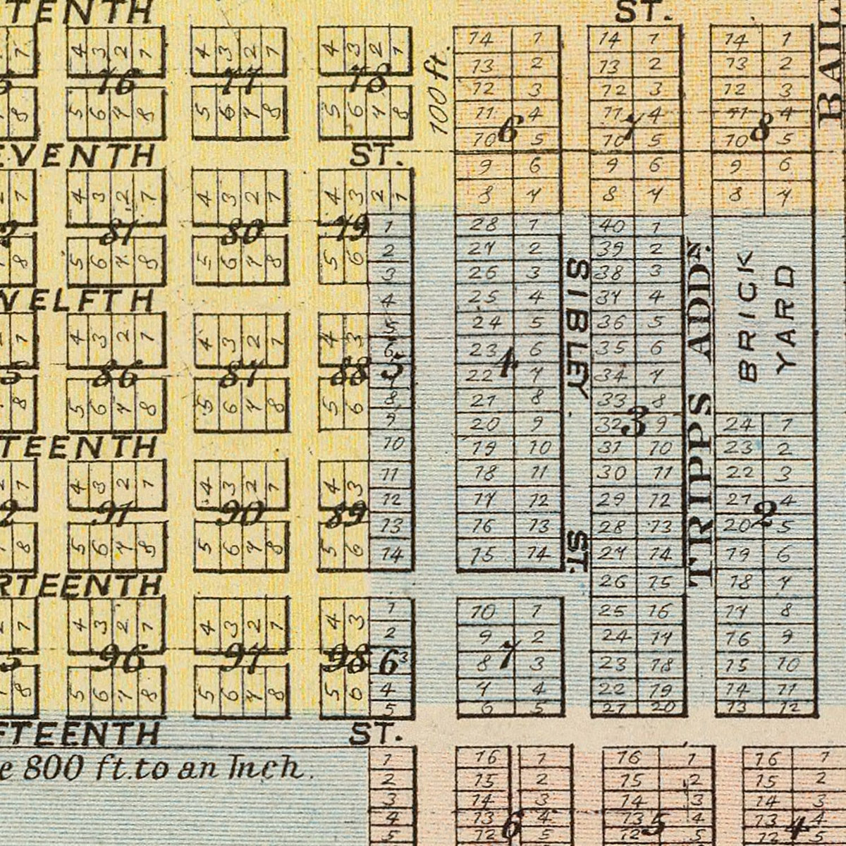 Restored historic details from the 1874 city map of Hastings, Minnesota