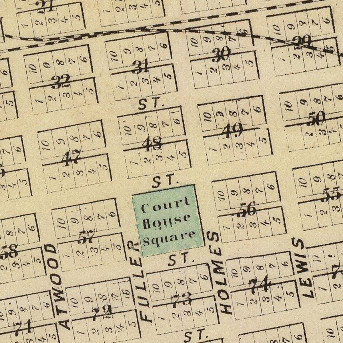 Restored historic details from the 1874 city map of Shakopee, Minnesota
