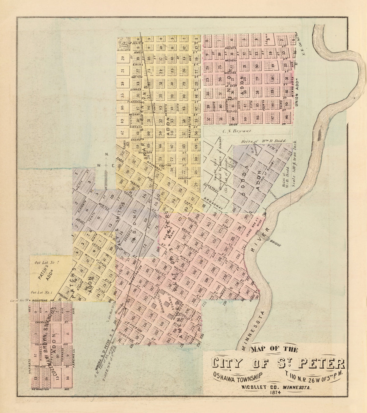 Preview of Vintage Map of Saint Peter, Minnesota 1874
