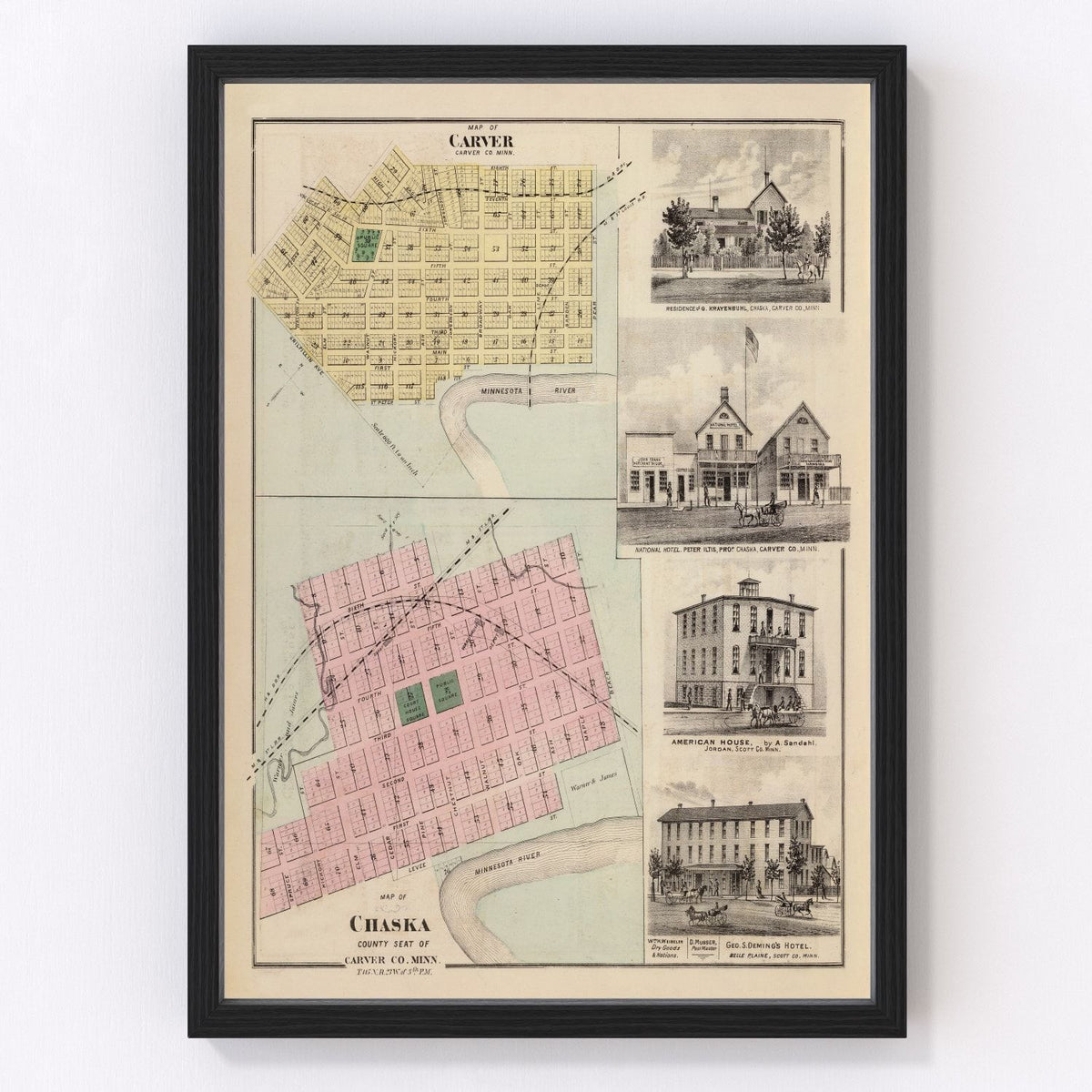 Carver Vintage Map 1874