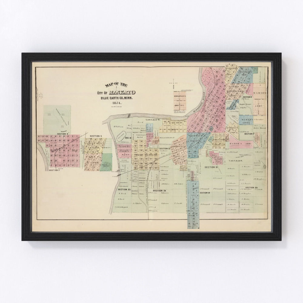 Mankato Vintage Map 1874