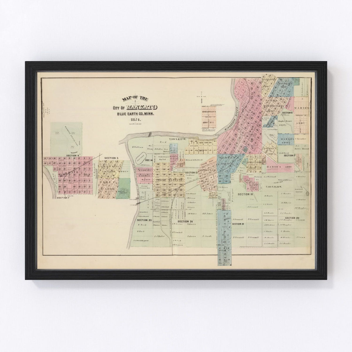 Mankato Vintage Map 1874