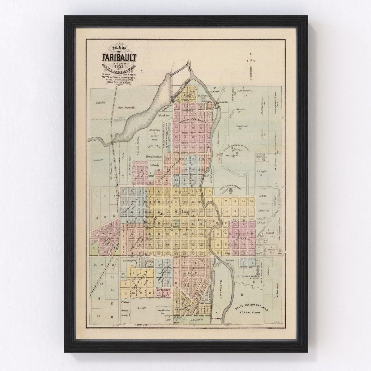 Faribault Vintage Map 1874