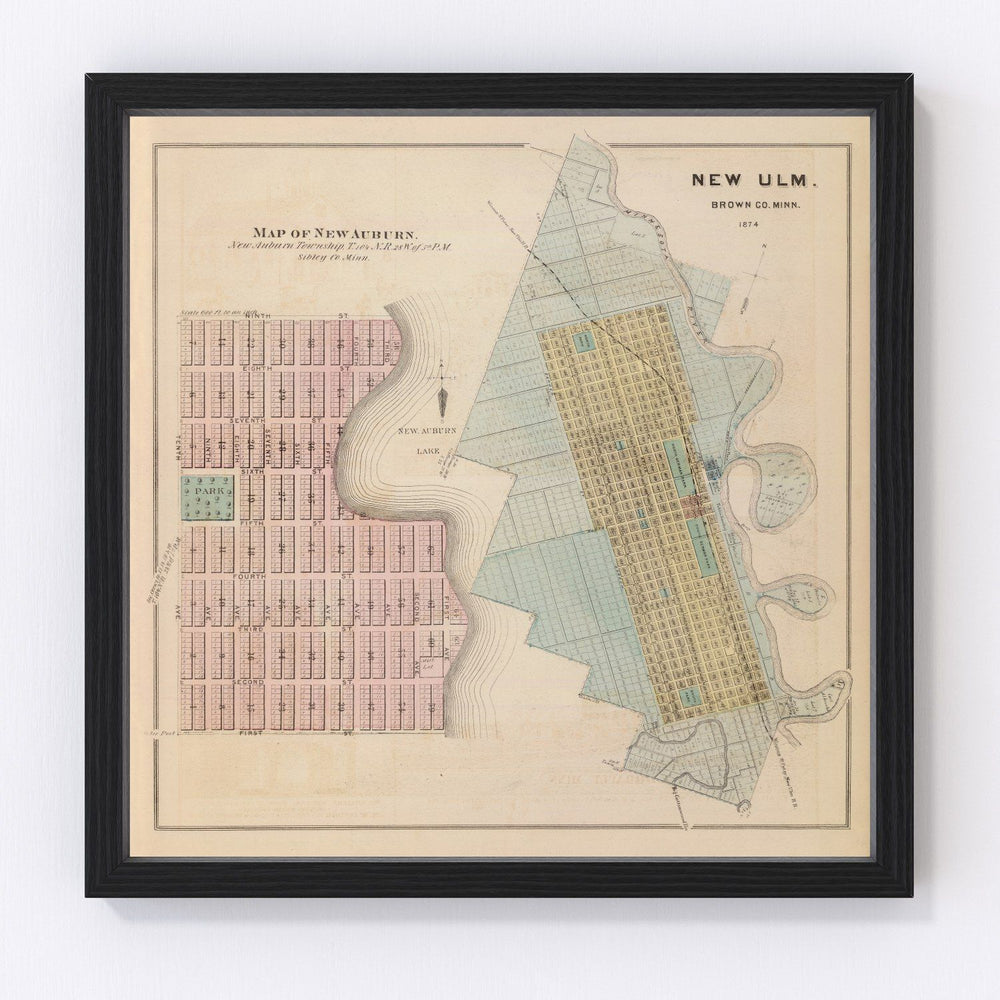 New Auburn Vintage Map 1874