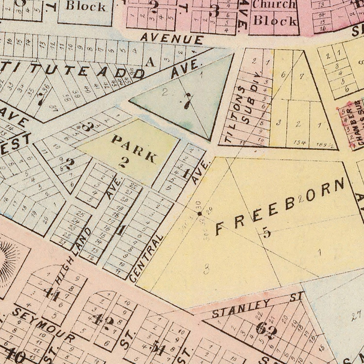 Restored historic details from the 1874 city map of Red Wing, Minnesota