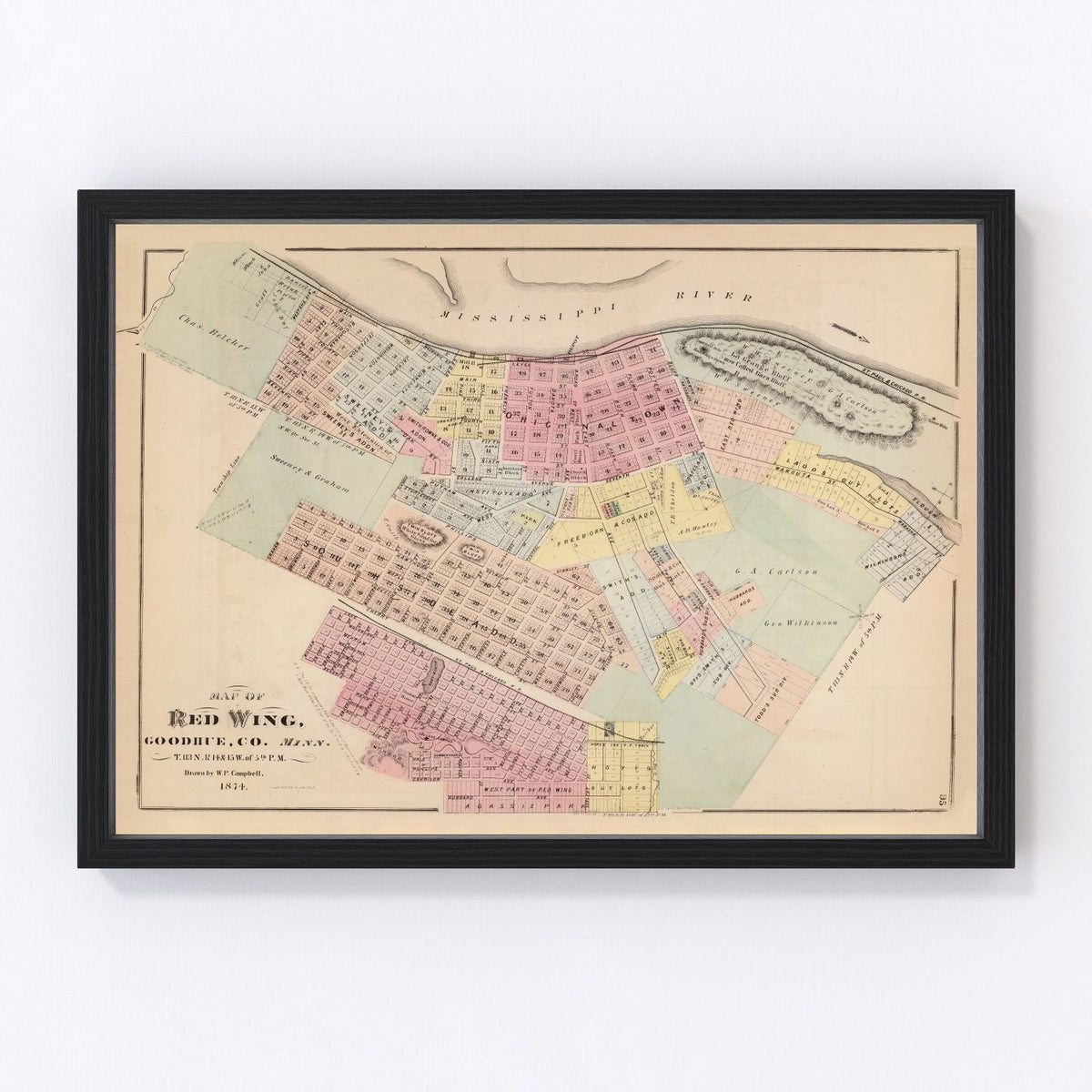 Red Wing Vintage Map 1874